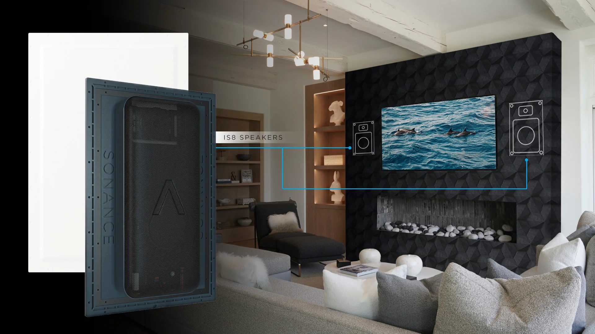 Sonance invisible plaster-over speakers in a primary listening room